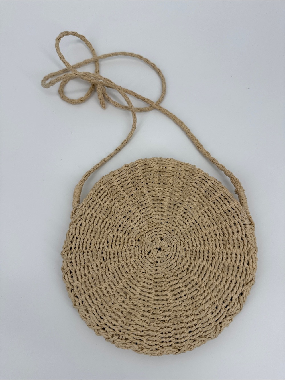 The Beach People | Round Woven Straw Crossbody Bag in Natural - Picture 3 of 3